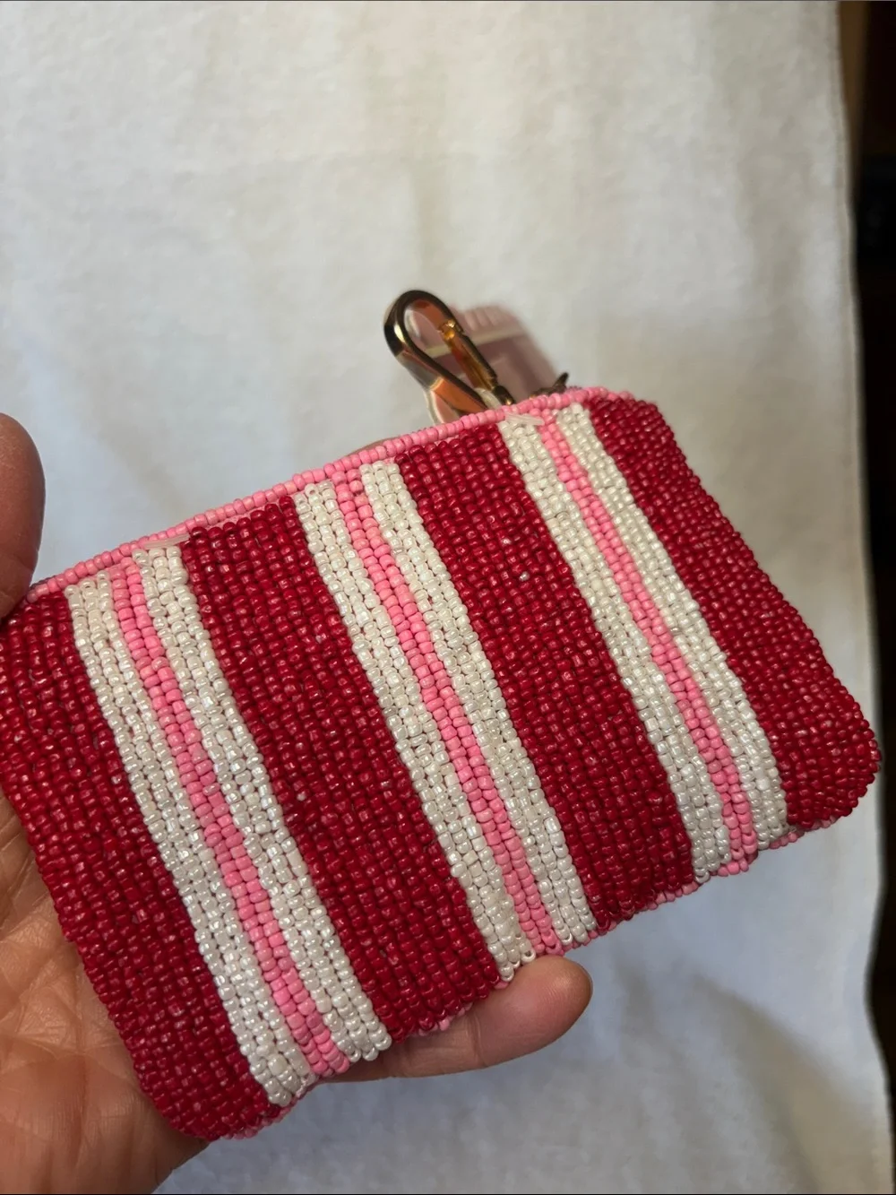 Luna & Sage Pink Beaded Cherry Coin Purse